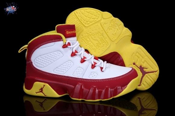 Meilleures Air Jordan 9 Rouge Blanc Jaune Enfant