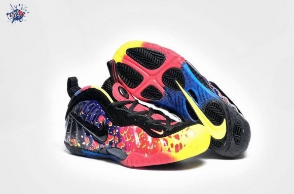 Meilleures Nike Air Foamposite Noir Rouge Jaune Bleu