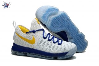 Meilleures Nike KD 9 Blanc Bleu Jaune