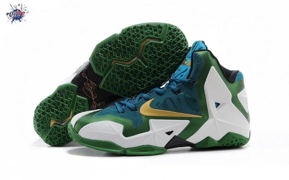 Meilleures Nike Lebron 11 Blanc Vert Bleu