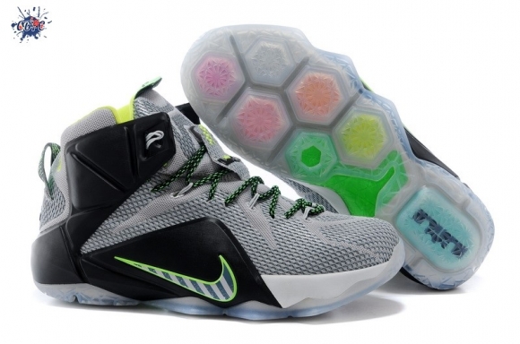 Meilleures Nike Lebron 12 Gris Noir Vert